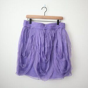 Emporio Armani Silk Lavender Micro Dot Ruffle Skirt